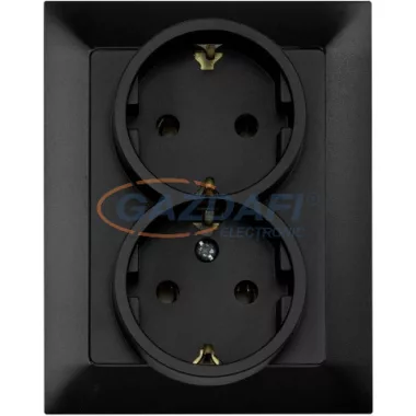 GREENLUX GXKP539 PREMIUM ZA-27 SCHUKO N Dupla csatlakozóaljzat 2x(2P+PE), 16A matt fekete GREENLUX GXKP539 PREMIUM ZA-27 SCHUKO N Dupla csatlakozóaljzat 2x(2P+PE), 16A matt fekete