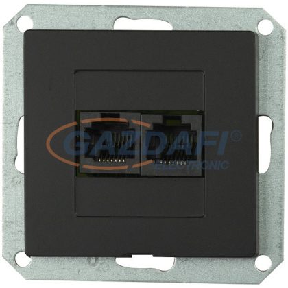   GREENLUX GXKP551 PREMIUM 2 PC/6 M-N Dupla kommunikációs csatlakozóaljzat 2x8pin (2xRJ45) Cat.6 matt fekete