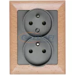   GREENLUX GXKP738 PREMIUM ZA-26 G+B Dupla csatlakozóaljzat 2x(2P+PE) grafit+bükk. Nem kompatibilis a keretekkel. 250V grafit+bükk  10A