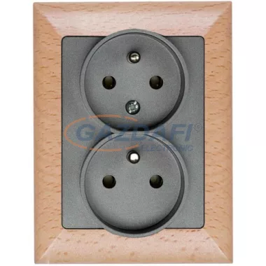 GREENLUX GXKP738 PREMIUM ZA-26 G+B Dupla csatlakozóaljzat 2x(2P+PE) grafit+bükk. Nem kompatibilis a keretekkel. 250V grafit+bükk 10A GREENLUX GXKP738 PREMIUM ZA-26 G+B Dupla csatlakozóaljzat 2x(2P+PE) grafit+bükk. Nem kompatibilis a keretekkel. 250V grafit+bükk 10A