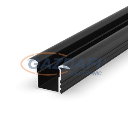   GREENLUX GXLP116 Alumínium profil (F1), mély, max. 12mm széles LED szalagokhoz, süllyeszthető lakkozott fekete