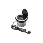   GTV AE-BPW1U2UCH-80 Asztali süllyesztett konnektor TÖLTŐ 1xFRANCIA foglalat, 220-240V AC max. 3600W, IP20, USB 5V 2A, kábellel 1.5 m és dugó, ezüst