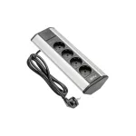   GTV AE-PBKT4U-80 Sarok konnektor,4 x aljzatok,220-240V AC max.3600W,IP20 kábellel 1.5 m és dugós,(ezüst),FRANCIA