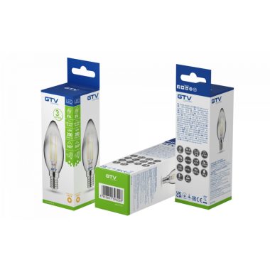 GTV LD-C35FP4-30 LED dekoratív izzó 4W, C35, E14, 2700K, AC220-240V/ 50-60Hz, RA>80, sugárzási szög 360°,240 lm