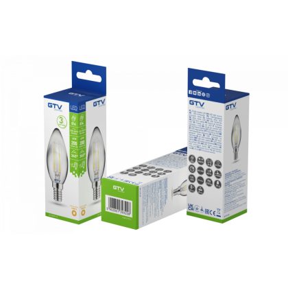   GTV LD-C35FP4-30 LED dekoratív izzó 4W, C35, E14, 2700K, AC220-240V/ 50-60Hz, RA>80, sugárzási szög 360°,240 lm