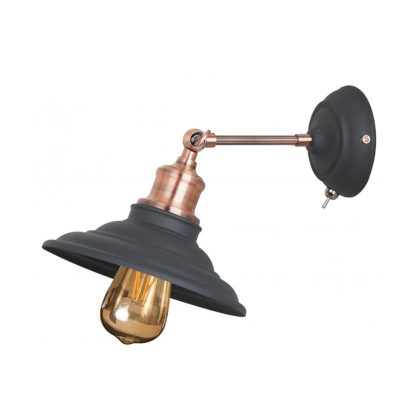   GTV OS-LORW-E27-10-DEC Fali lámpatestek LORET+ kapcsolóval,7901,AC220-240V,50/60Hz,1*E27,max.40W, Átmérő 20 cm, single, fekete