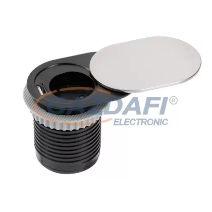   GTV AE-BPW1S1UCH-51 Asztalba süllyeszthető elosztó 1xSCHUKO, 1 USB 5V, IP20, 1,9m