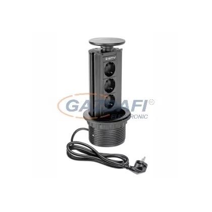   GTV AE-BPW3GS-20 Asztalba süllyeszthető függőleges elosztó 1.5m, 3x230V, 3600W, IP20, SHUCKO