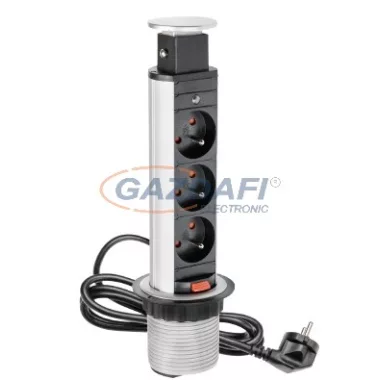 GTV AE-BPW3S60-80 Süllyeszthető elosztó 3 alj, AC220-240V, 3600W, IP20, 1,5m SCHUCKO
