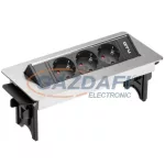   GTV AE-PBC3GS-51BK Süllyeszthető elosztó 3xSCHUKO aljzat, AC220-240V, 3600W, IP20, 1,5m, alumínium