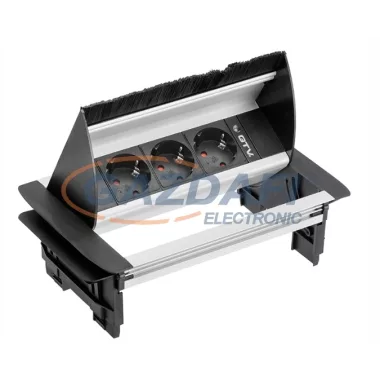 GTV AE-PBC3GS-53BKS Süllyeszthető elosztó 3xSCHUKO aljzat, AC220-240V, 3600W, IP20, 1,5m