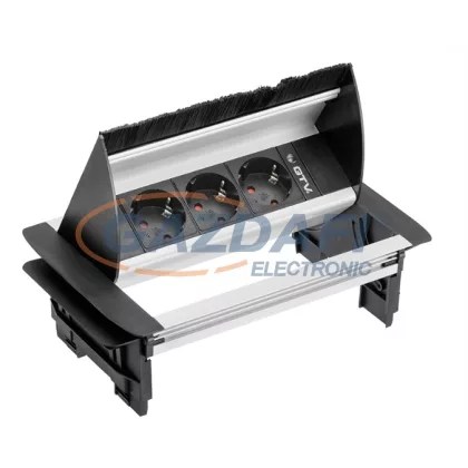   GTV AE-PBC3GS-53BKS Süllyeszthető elosztó 3xSCHUKO aljzat, AC220-240V, 3600W, IP20, 1,5m