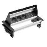  GTV AE-PBC3GS2U-53BKS Süllyeszthető elosztó 3xSCHUKO aljzat, 2xUSB 2.1A 5V, AC220-240V, 3600W, IP20, 1,5m