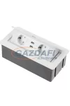 GTV AE-PBSUC2GS-10 Süllyeszthető elosztó 2x SCHUKO aljzat, 2xUSB, 2,1A, AC220-240V, max 3600W, IP20, 1,5m, fehér