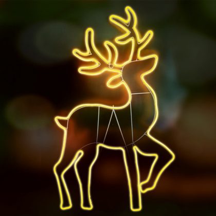 Home NEON 4 LED-es neon light figura, szarvas