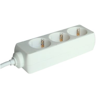 TRACON H3-3M Hordozható elosztósáv, normál, fehér 3×SCHUKO, 3m, max.16A, 250VAC, 3680W, 3x