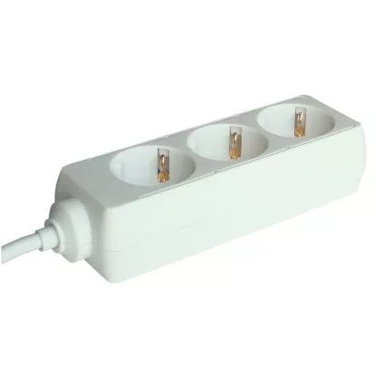  TRACON H3 Hordozható elosztósáv, normál, fehér 3×SCHUKO, 1,5m, max.16A, 250VAC, 3680W, 3x1,0mm2, H05VV-F