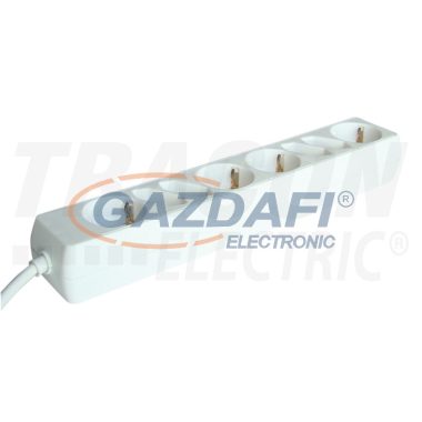 TRACON H4/4 Hordozható elosztósáv, normál, fehér 4×EURO+4×SCHUKO, 1,5m, max.2,5/16A, 3680W, 3x1,0mm2, H05VV-F