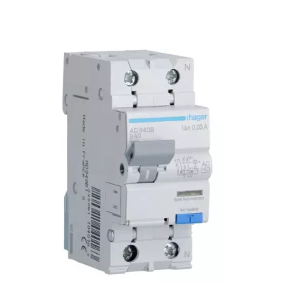   HAGER AD940B Áramvédős kismegszakító 1P+N, B-40A, 30mA, 6kA, AC