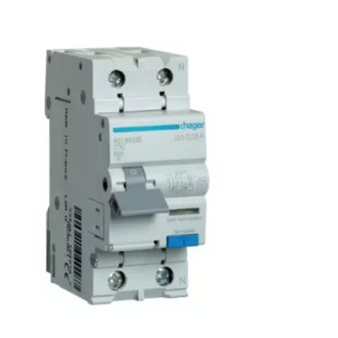 HAGER AD960B Áramvédős kismegszakító 1P+N, C-10A, 30mA, 6kA, AC