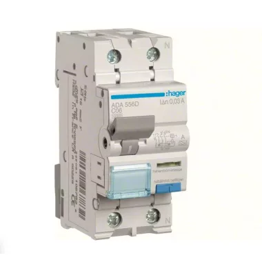 HAGER ADA556D Áramvédős kismegszakító 1P+N, C-6A, 30mA, 10kA, A