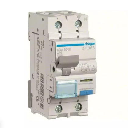   HAGER ADA566D Áramvédős kismegszakító 1P+N, C-16A, 30mA, 10kA, A