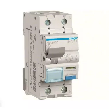 HAGER ADA575D Áramvédős kismegszakító 1P+N, C-25A, 30mA, 10kA, A