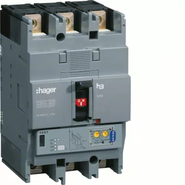 HAGER HEC040H Kompakt megszakító x250, 3P, 40A, 70kA, LSI-elektronikus kioldó,