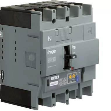 HAGER HEC041H Kompakt megszakító x250, 4P, 40A, 70kA, LSI-elektronikus kioldó,