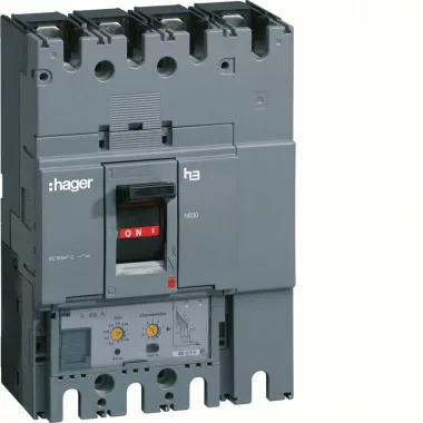 HAGER HED631H Kompakt megszakító h630, 4P, 630A, 70kA, áll. LSI elektr. kioldóval