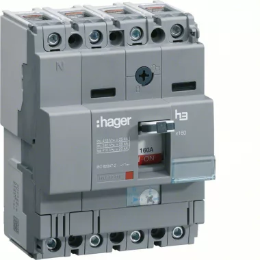 HAGER HHA041H Kompakt megszakító x160, 4P, 40A, 25kA, áll. TM kioldóval HAGER HHA041H Kompakt megszakító x160, 4P, 40A, 25kA, áll. TM kioldóval