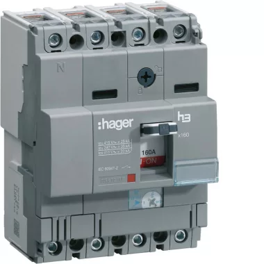 HAGER HNA161H Kompakt megszakító x160, 4P, 160A, 40kA, áll. TM kioldóval HAGER HNA161H Kompakt megszakító x160, 4P, 160A, 40kA, áll. TM kioldóval