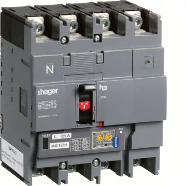 HAGER HNC251H Kompakt megszakító h250, 4P, 250A, 50kA, áll. LSI elektr. kioldóval