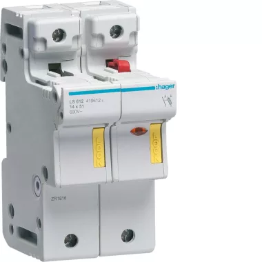 HAGER LS612 Biztosítos szakaszoló, L51, 1P+N, 14x51mm, 50A; 3M