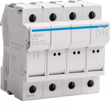 HAGER LSN504 Olvadóbiztosítós szakaszoló 10,3x38 mm  4 M 3P+N