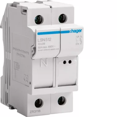 HAGER LSN512 Olvadóbiztosítós szakaszoló 10,3x38 mm  1P+N 2M