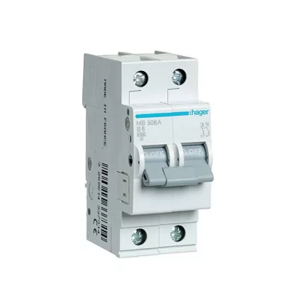 HAGER MB506A Kismegszakító 1P+N, B-6A, 6kA/10kA, 2M HAGER MB506A Kismegszakító 1P+N, B-6A, 6kA/10kA, 2M