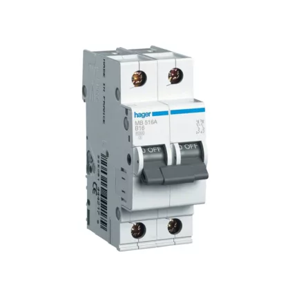 HAGER MB516A Kismegszakító 1P+N, B-16A, 6kA/10kA, 2M HAGER MB516A Kismegszakító 1P+N, B-16A, 6kA/10kA, 2M