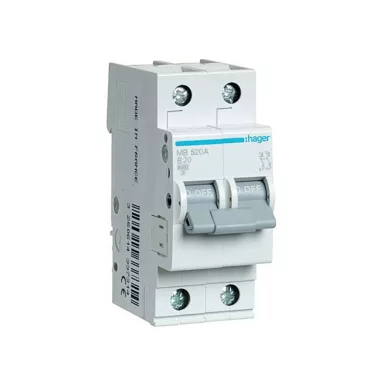 HAGER MB520A Kismegszakító 1P+N, B-20A, 6kA/10kA, 2M HAGER MB520A Kismegszakító 1P+N, B-20A, 6kA/10kA, 2M