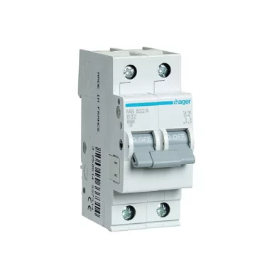 HAGER MB532A Kismegszakító 1P+N, B-32A, 6kA/10kA, 2M HAGER MB532A Kismegszakító 1P+N, B-32A, 6kA/10kA, 2M