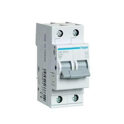 HAGER MB550A Kismegszakító 1P+N, B-50A, 6kA/10kA, 2M HAGER MB550A Kismegszakító 1P+N, B-50A, 6kA/10kA, 2M