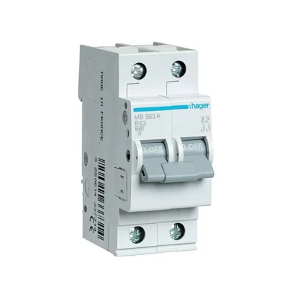 HAGER MB563A Kismegszakító 1P+N, B-63A, 6kA/10kA, 2M HAGER MB563A Kismegszakító 1P+N, B-63A, 6kA/10kA, 2M