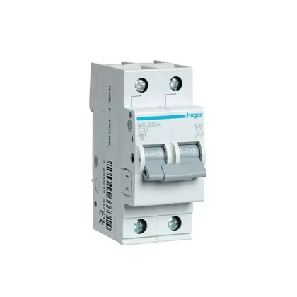 HAGER MC532A Kismegszakító 1P+N, C-32A, 6kA/10kA, 2M HAGER MC532A Kismegszakító 1P+N, C-32A, 6kA/10kA, 2M