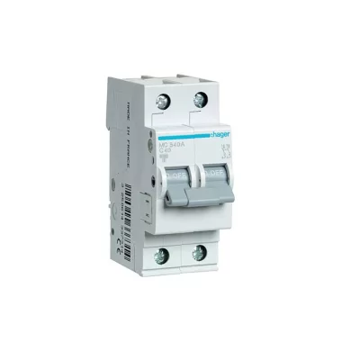 HAGER MC540A Kismegszakító 1P+N, C-40A, 6kA/10kA, 2M HAGER MC540A Kismegszakító 1P+N, C-40A, 6kA/10kA, 2M