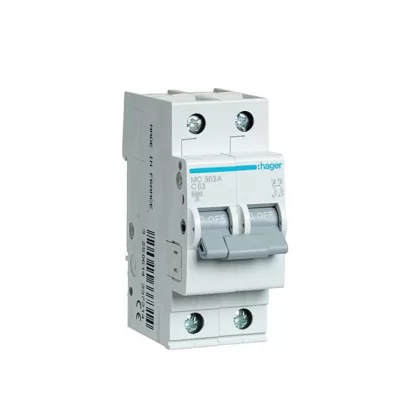 HAGER MC563A Kismegszakító 1P+N, C-63A, 6kA/10kA, 2M HAGER MC563A Kismegszakító 1P+N, C-63A, 6kA/10kA, 2M