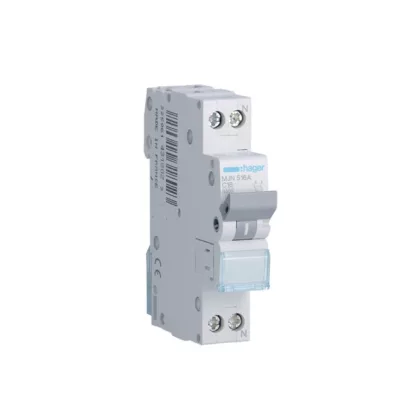 HAGER MJN516A Kismegszakító 1P+N, C-16A, 4,5kA, 1M HAGER MJN516A Kismegszakító 1P+N, C-16A, 4,5kA, 1M