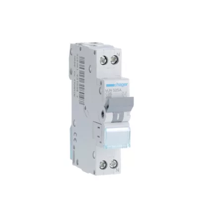 HAGER MJN525A Kismegszakító 1P+N, C-25A, 4,5kA, 1M HAGER MJN525A Kismegszakító 1P+N, C-25A, 4,5kA, 1M