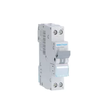 HAGER MJN532A Kismegszakító 1P+N, C-32A, 4,5kA, 1M HAGER MJN532A Kismegszakító 1P+N, C-32A, 4,5kA, 1M
