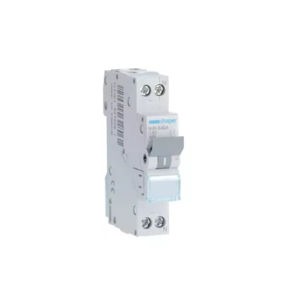 HAGER MJN540A Kismegszakító 1P+N, C-40A, 4,5kA, 1M HAGER MJN540A Kismegszakító 1P+N, C-40A, 4,5kA, 1M