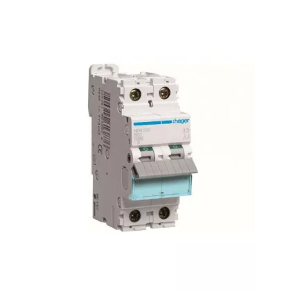 HAGER NBN550 Kismegszakító 1P+N, 50A 10kA/15kA 2 M HAGER NBN550 Kismegszakító 1P+N, 50A 10kA/15kA 2 M